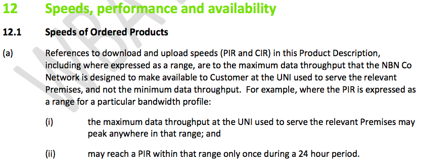 NBN Co outlines its speed performance criteria for Peak Information Rate (PIR)